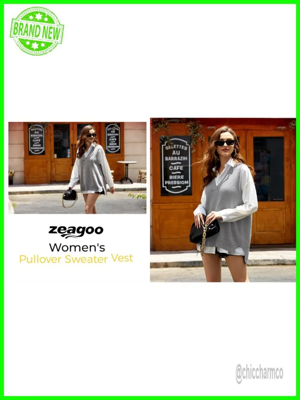 Sweater Vest Sleeveless V Neck Oversized Pullover Knitted Top